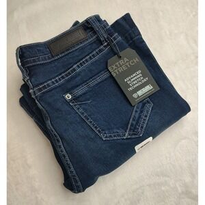 Rock & Roll Denim Women High Rise Trouser Jeans Dark Flare Button Fly W26 L32